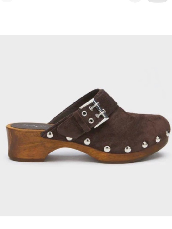 Matisse Shoes - Matisse Boho London Chocolate Suede Clogs With Silver Hardware New in Box